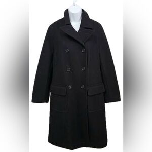 J. Crew Classic Black Long Double-Breasted Women's Coat Size Small.